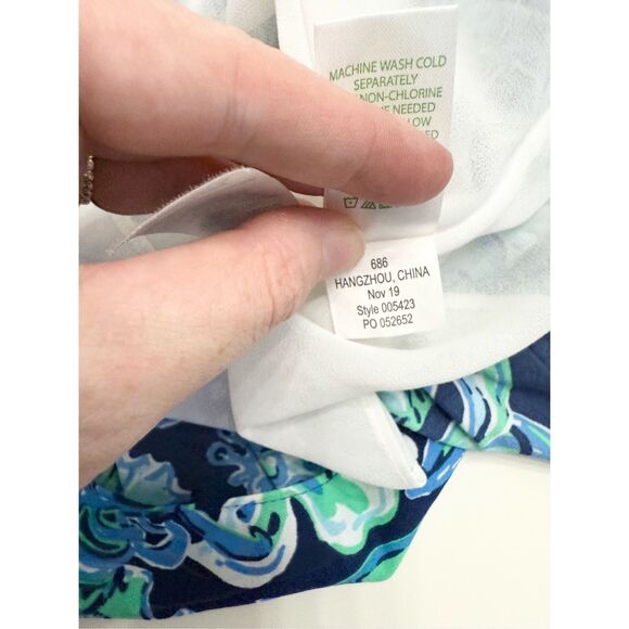 Lilly Pulitzer Women's High Tide Navy Take It or Leaf It Cristiana Dress Size 00 - Picture 6 of 6